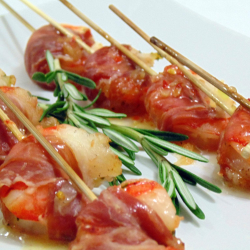 Crevettes roulées au jambon (20 pièces)